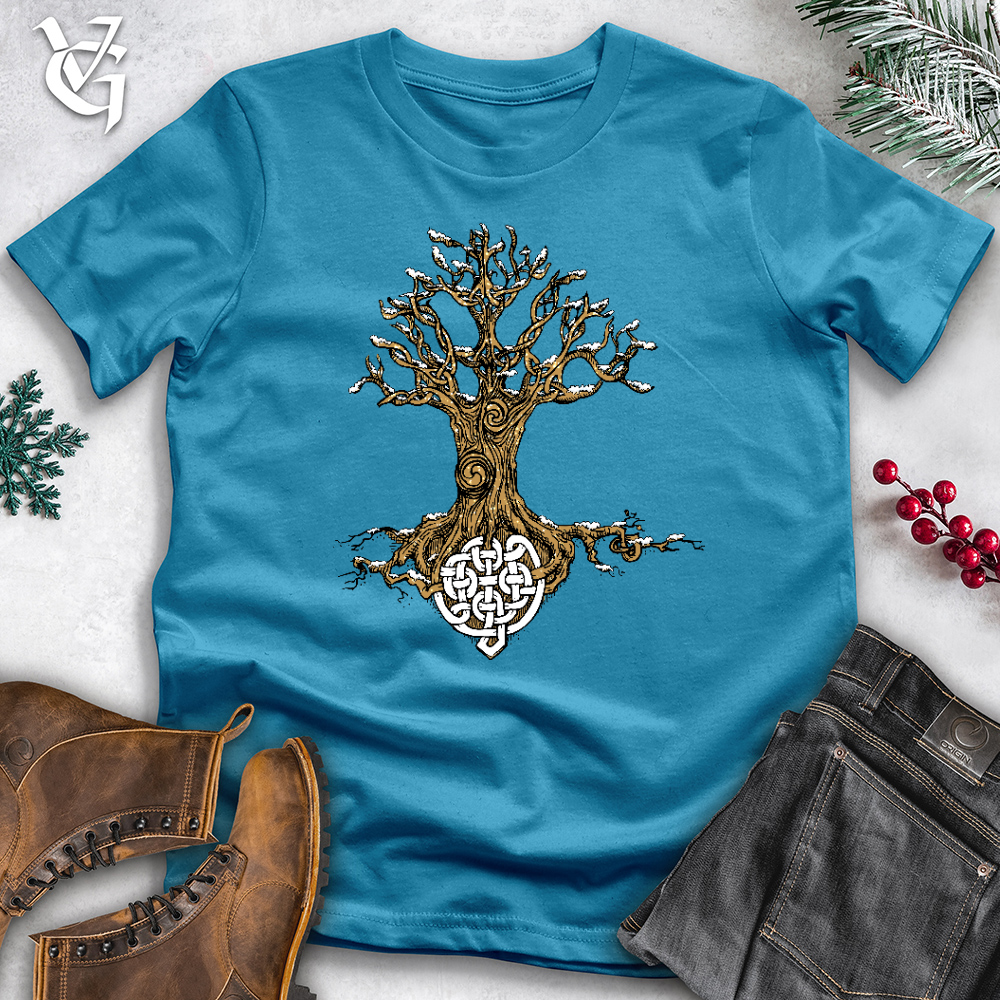 Viking Goods Celtic Roots With Snow Cotton Tee Aqua / L
