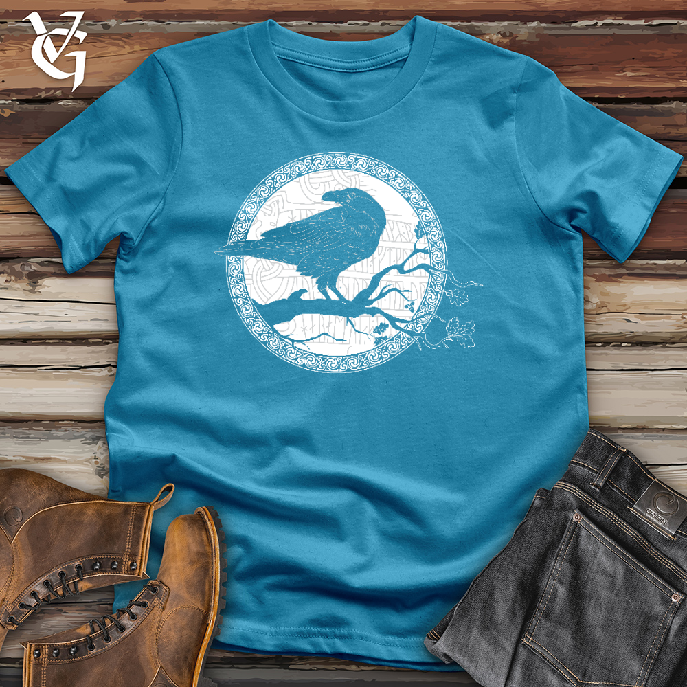Viking Goods White Winter Raven Cotton Tee Aqua / L