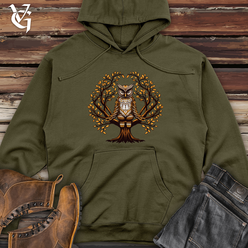 Viking Goods Autumn Owl Majesty Midweight Hooded Sweatshirt Army / L