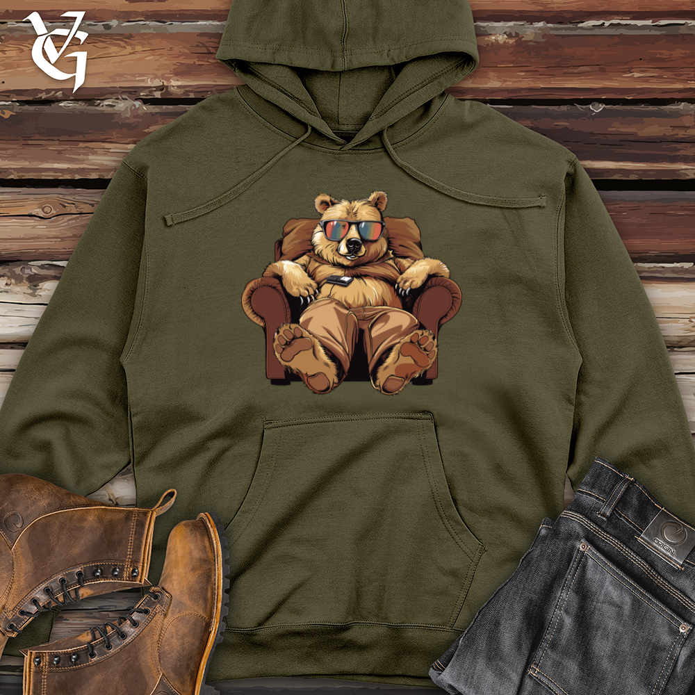 Viking Goods Bear Binge Watch Lounger Midweight Hooded Sweatshirt Army / L