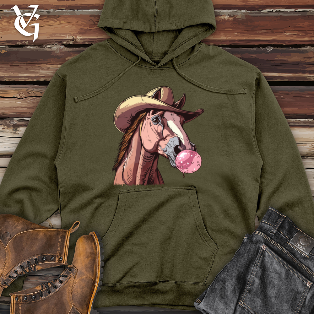 Viking Goods Bubblegum Cowboy Horse Midweight Hooded Sweatshirt Army / L