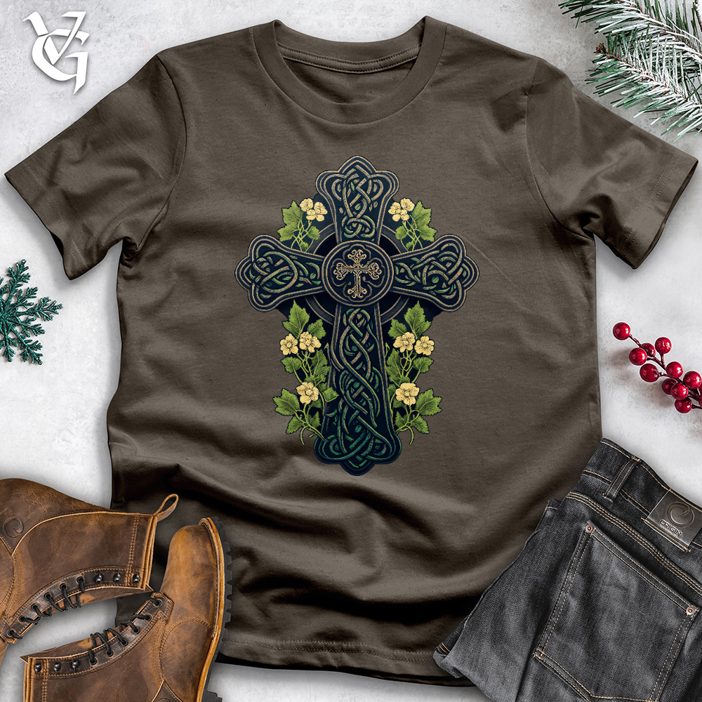Viking Goods Celtic Cross Garden Cotton Tee Army / L