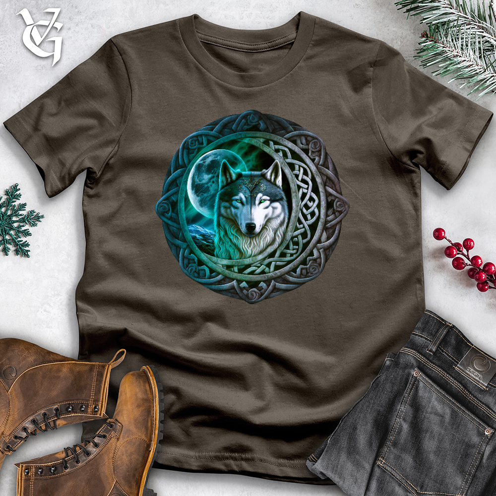 Viking Goods Celtic Moon Wolf Cotton Tee Army / L