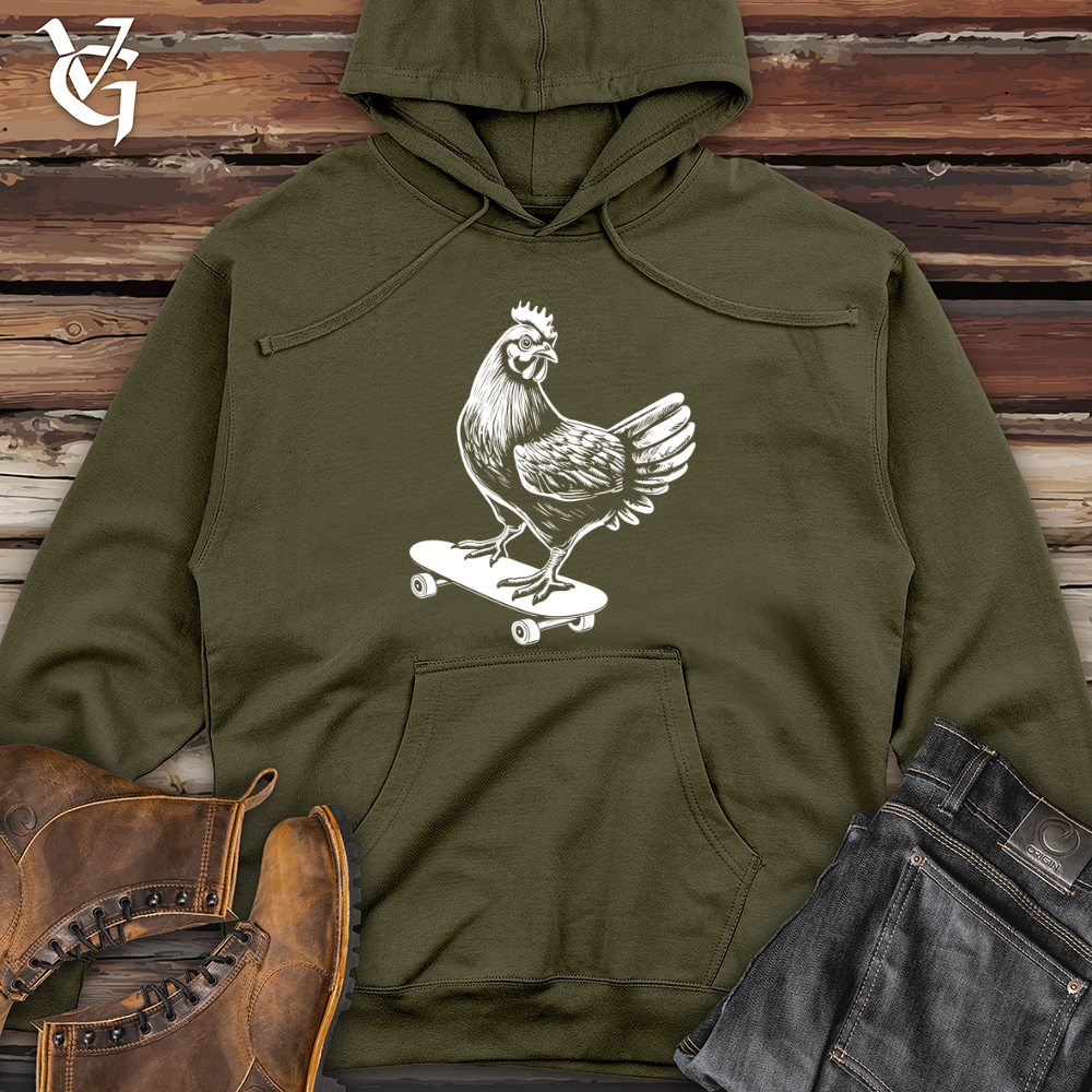 Viking Goods Chicken on a Skateboard Midweight Hooded Sweatshirt Maroon / L