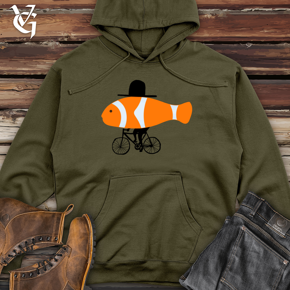 Viking Goods Clown Fish Top Hat Midweight Hooded Sweatshirt Army / L