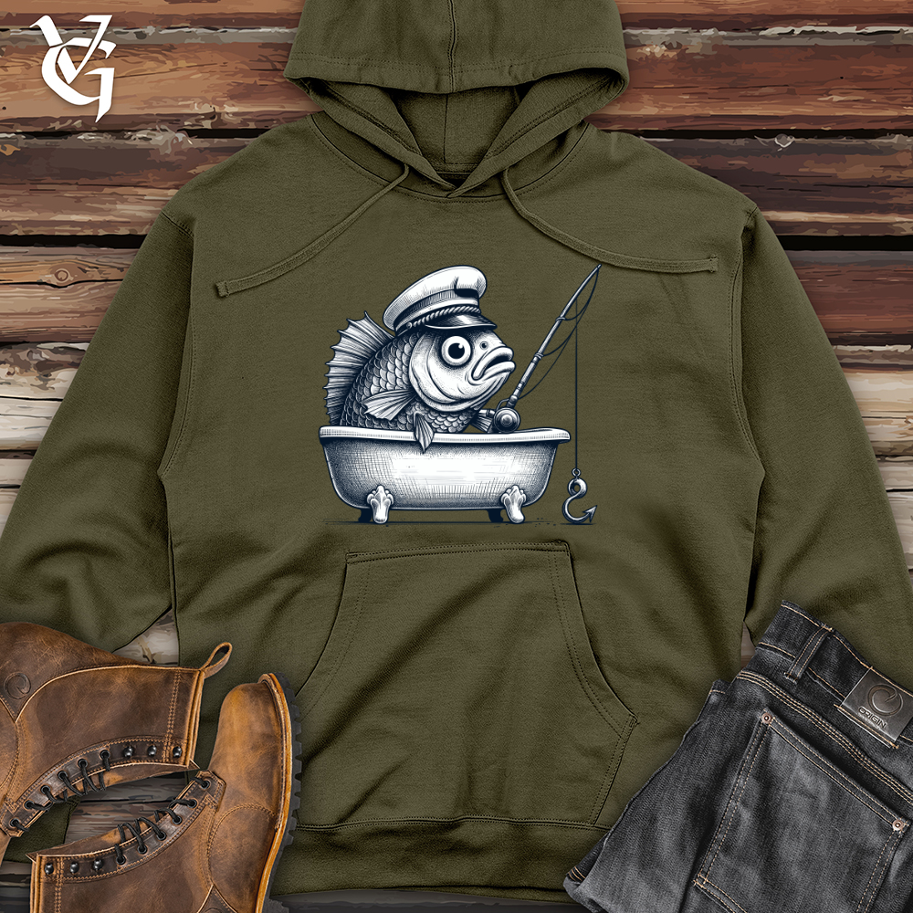 Viking Goods Fish Catching Fish Midweight Hooded Sweatshirt Classic Navy / L