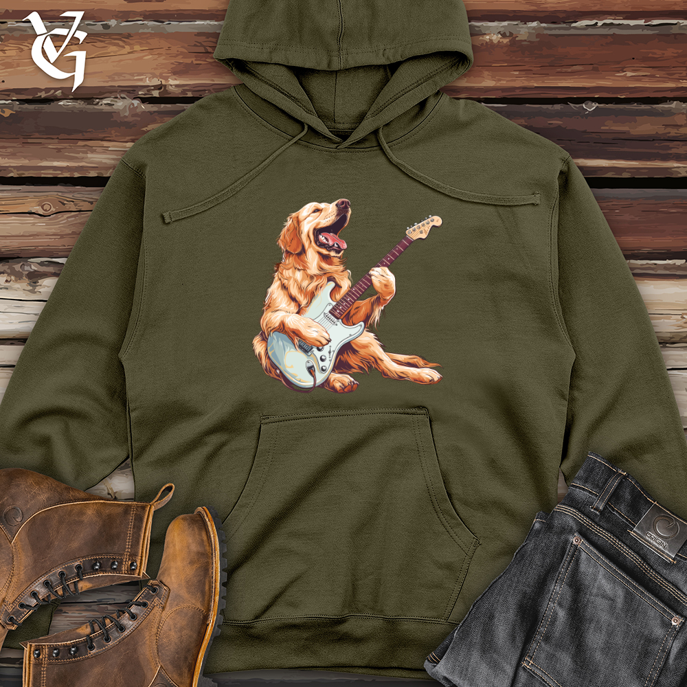 Viking Goods Golden Retriever Rockstar Midweight Hooded Sweatshirt Army / L