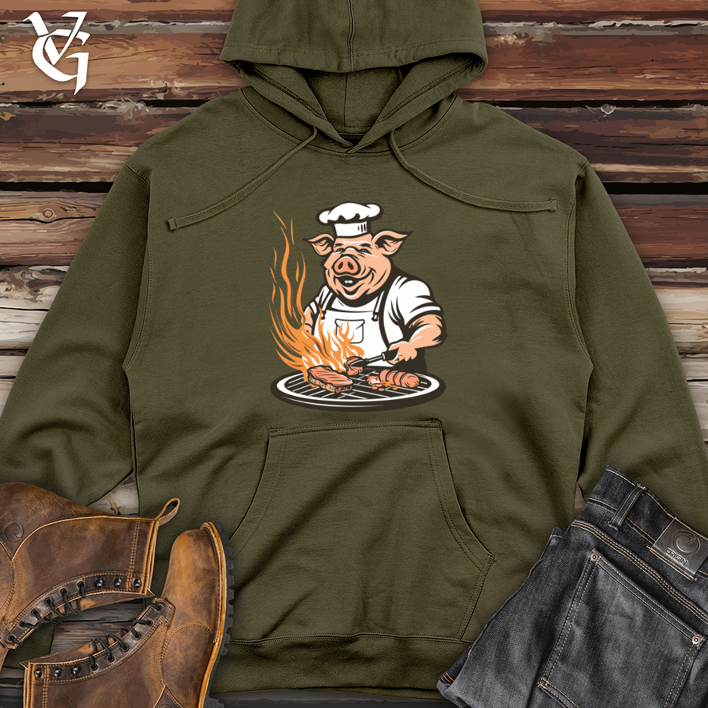 Viking Goods Grillmaster Swine Sizzle Midweight Hooded Sweatshirt Army / L