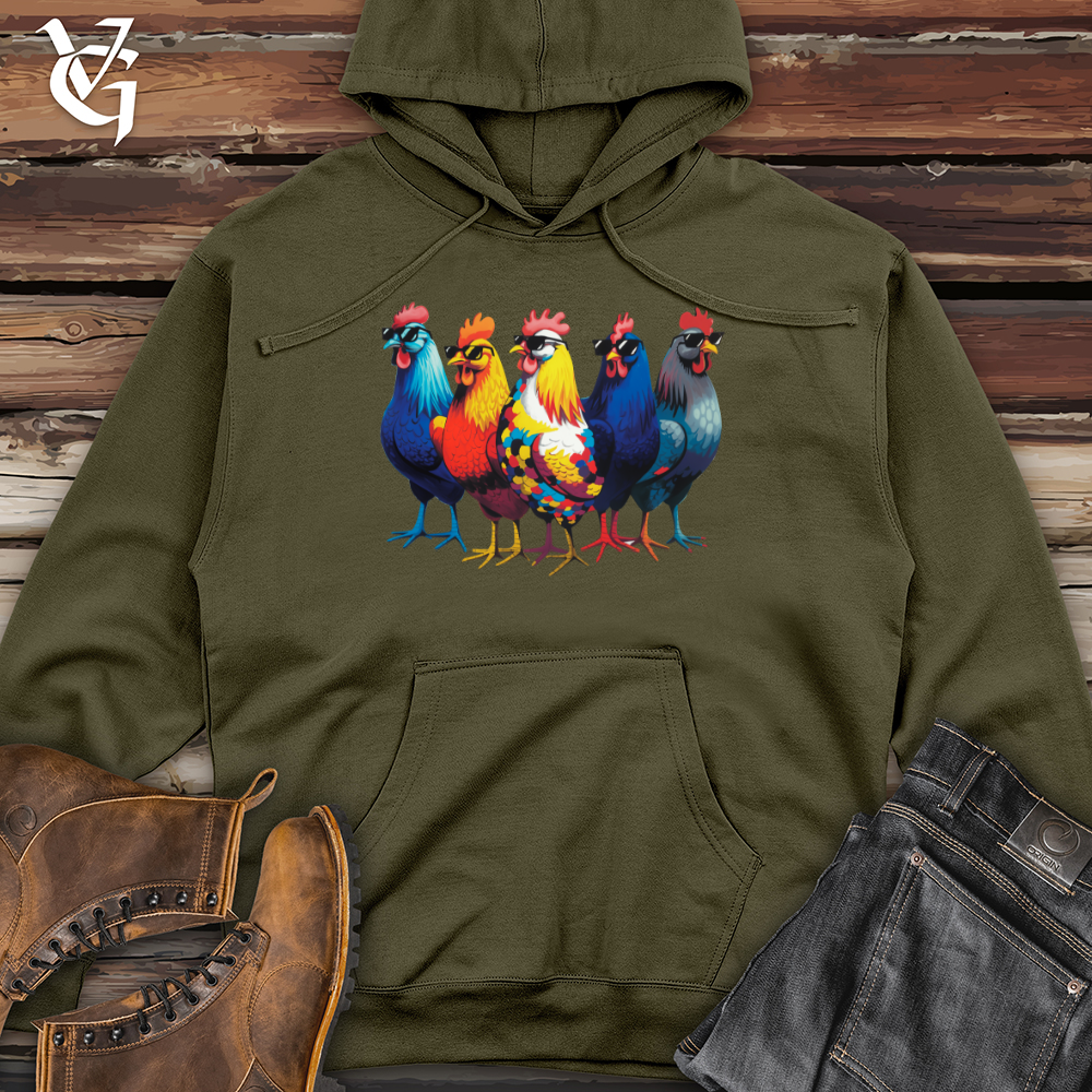 Viking Goods Group of Cool Chickens Midweight Hooded Sweatshirt Army / L