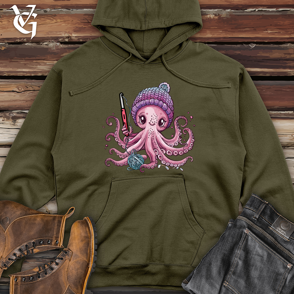 Viking Goods Octopus Crochet Midweight Hooded Sweatshirt Army / L
