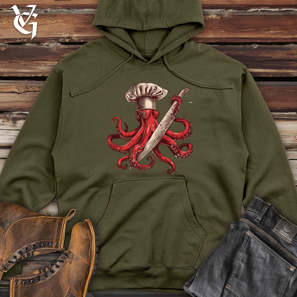Viking Goods Octopus Dangerous Chef Midweight Hooded Sweatshirt Army / L