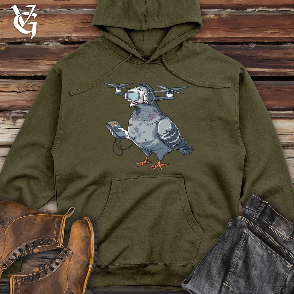 Viking Goods Pigeon Drone Pilot Midweight Hooded Sweatshirt Army / L