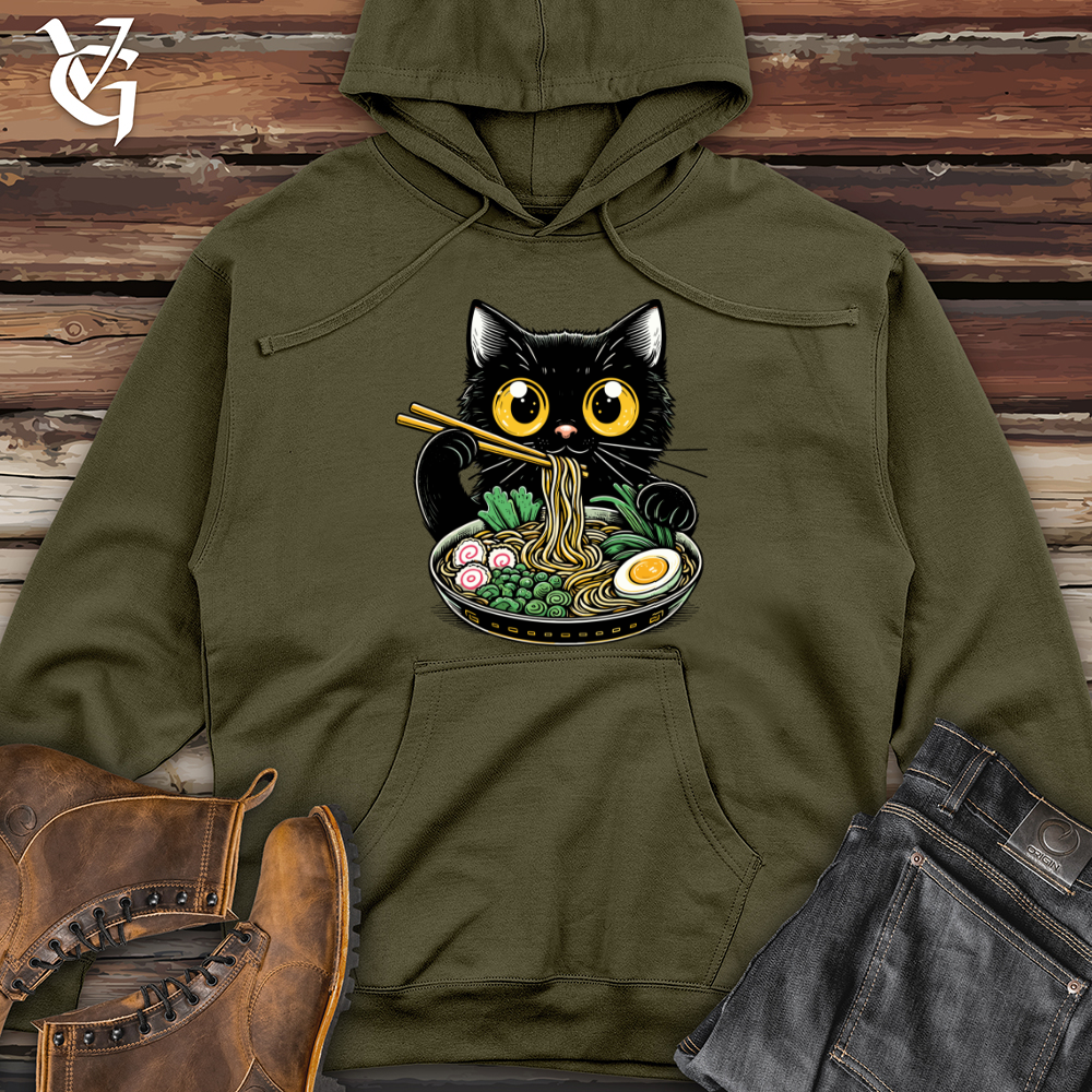 Viking Goods Ramen Cat Midweight Hooded Sweatshirt Army / L