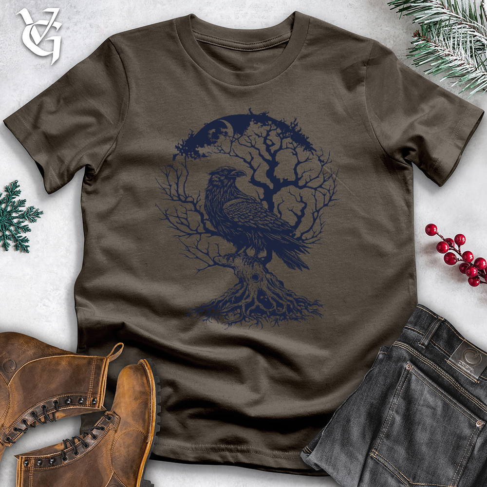 Viking Goods Raven and Old Tree Tattoo Cotton Tee Army / L
