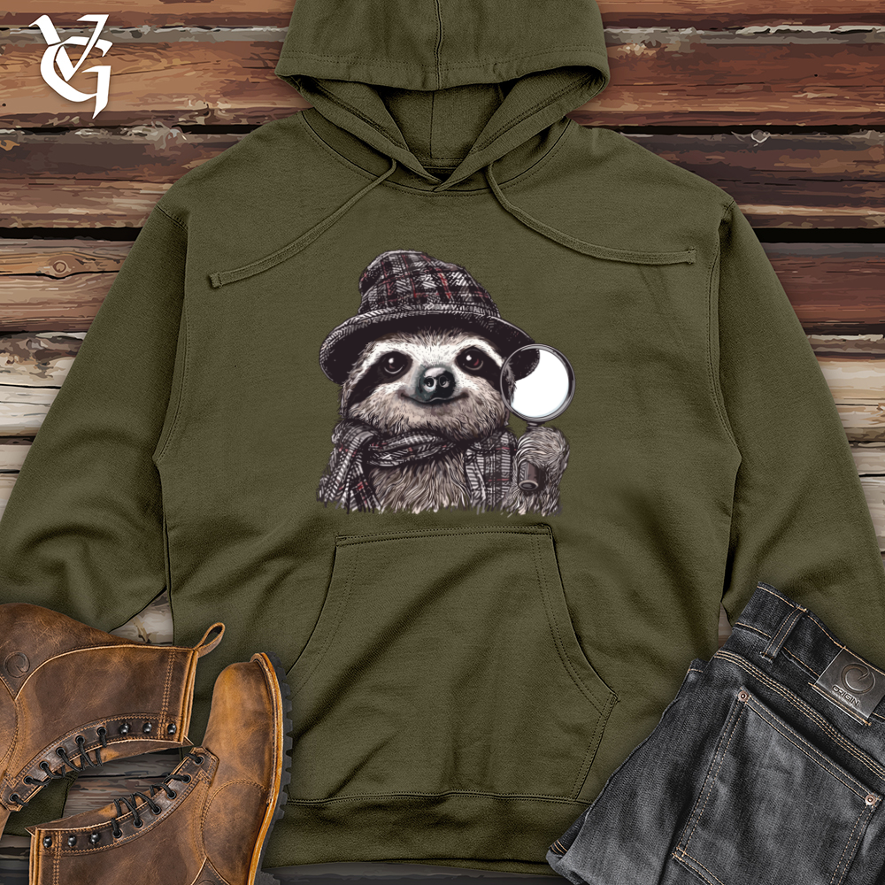 Viking Goods Sloth Detective Midweight Hooded Sweatshirt Army / L