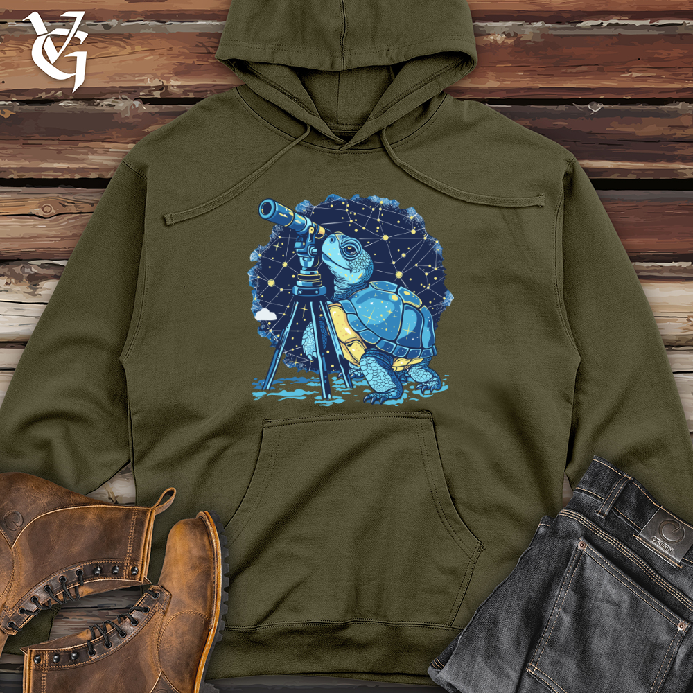Viking Goods Stargazing Turtle Astronomer Midweight Hooded Sweatshirt Army / L