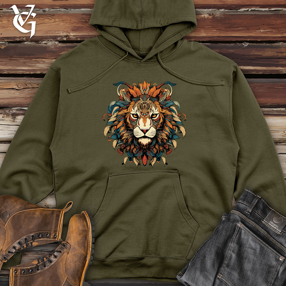 Viking Goods Tribal Lion Majesty Midweight Hooded Sweatshirt Army / L