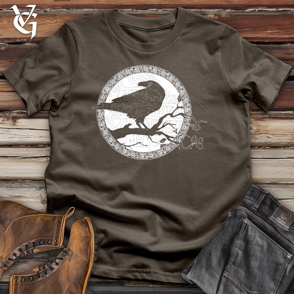 Viking Goods White Winter Raven Cotton Tee Army / L