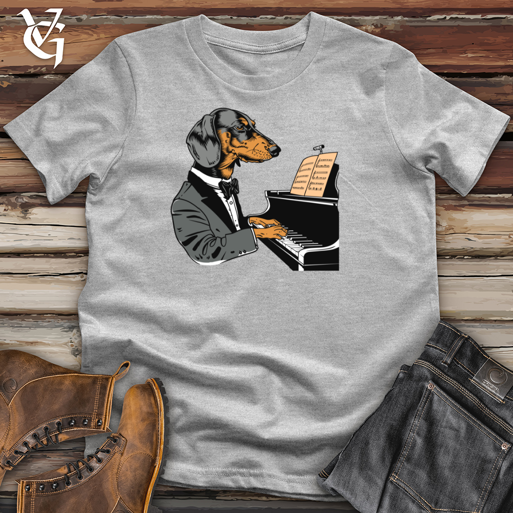 Viking Goods Dachshund Pianist Elegance Cotton Tee Ash / L