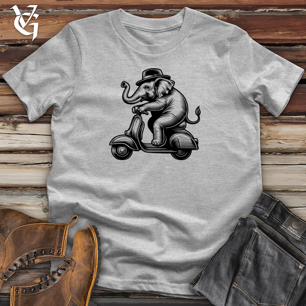 Viking Goods Elephant Riding a Scooter Cotton Tee Military Green / L