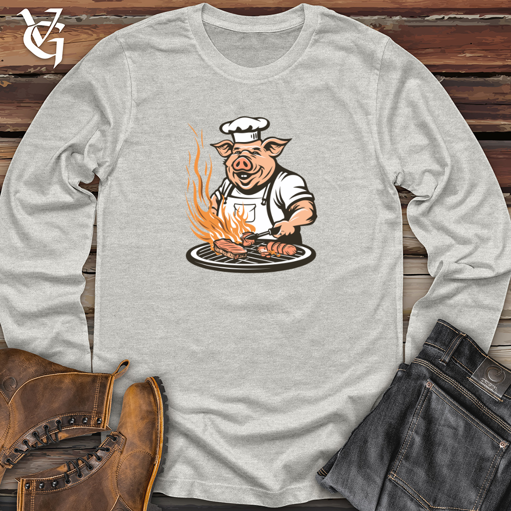 Viking Goods Grillmaster Swine Sizzle Long Sleeve Ash / L