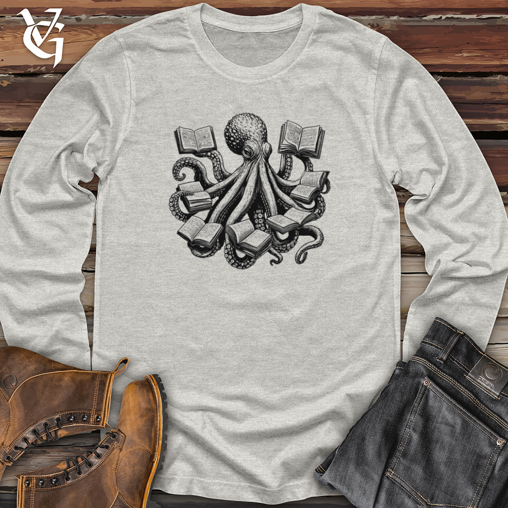 Viking Goods Octopus Reading Multiple Books Long Sleeve Ash / L