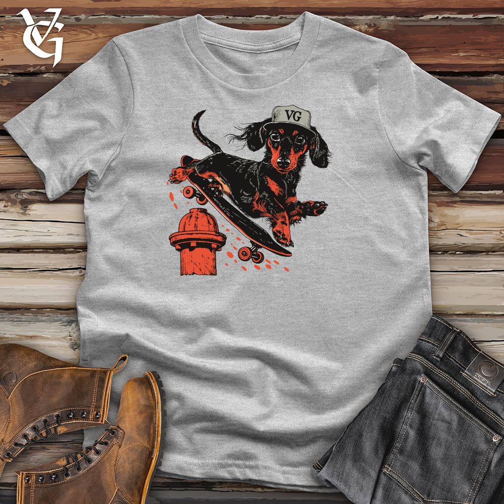 Viking Goods Skateboarding Dachshund Daredevil Cotton Tee Ash / L