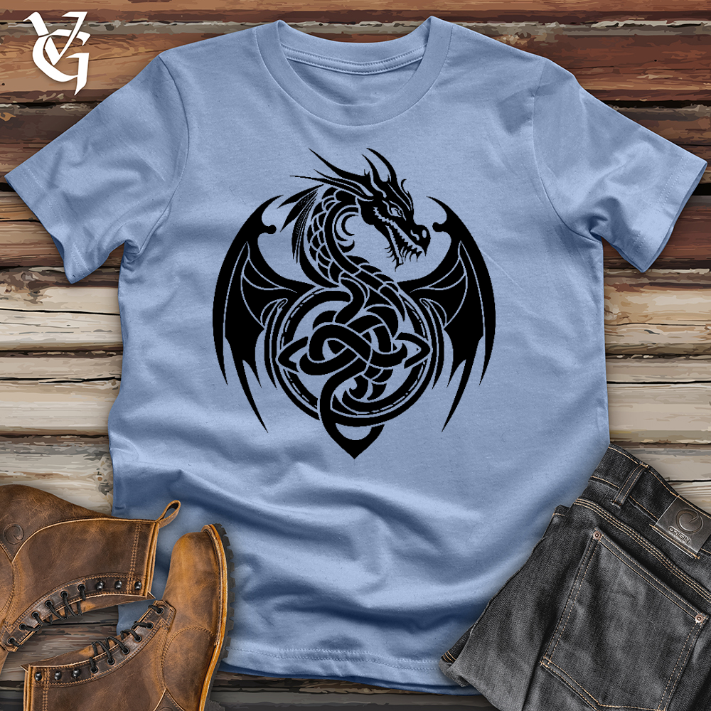Viking Goods Celtic Rust Dragon Cotton Tee Baby Blue / L