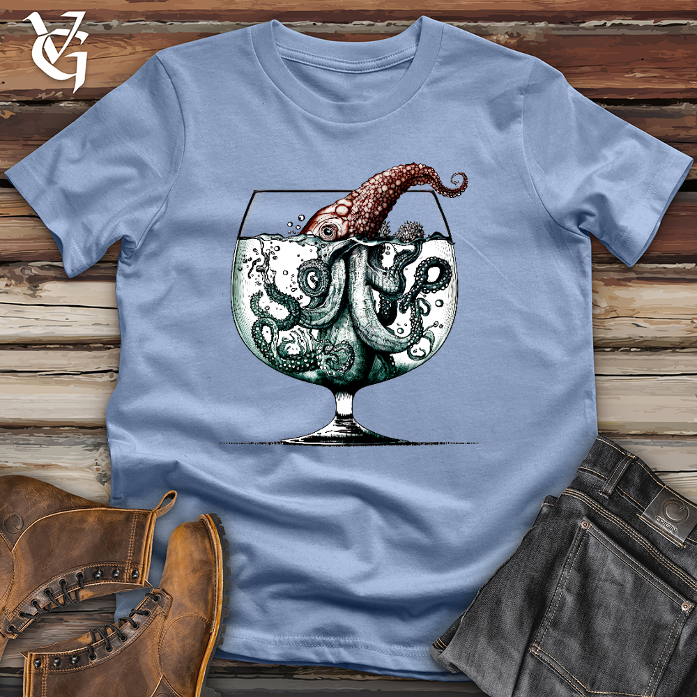 Viking Goods Over Indulging Octopus Cotton Tee Steel Blue / L