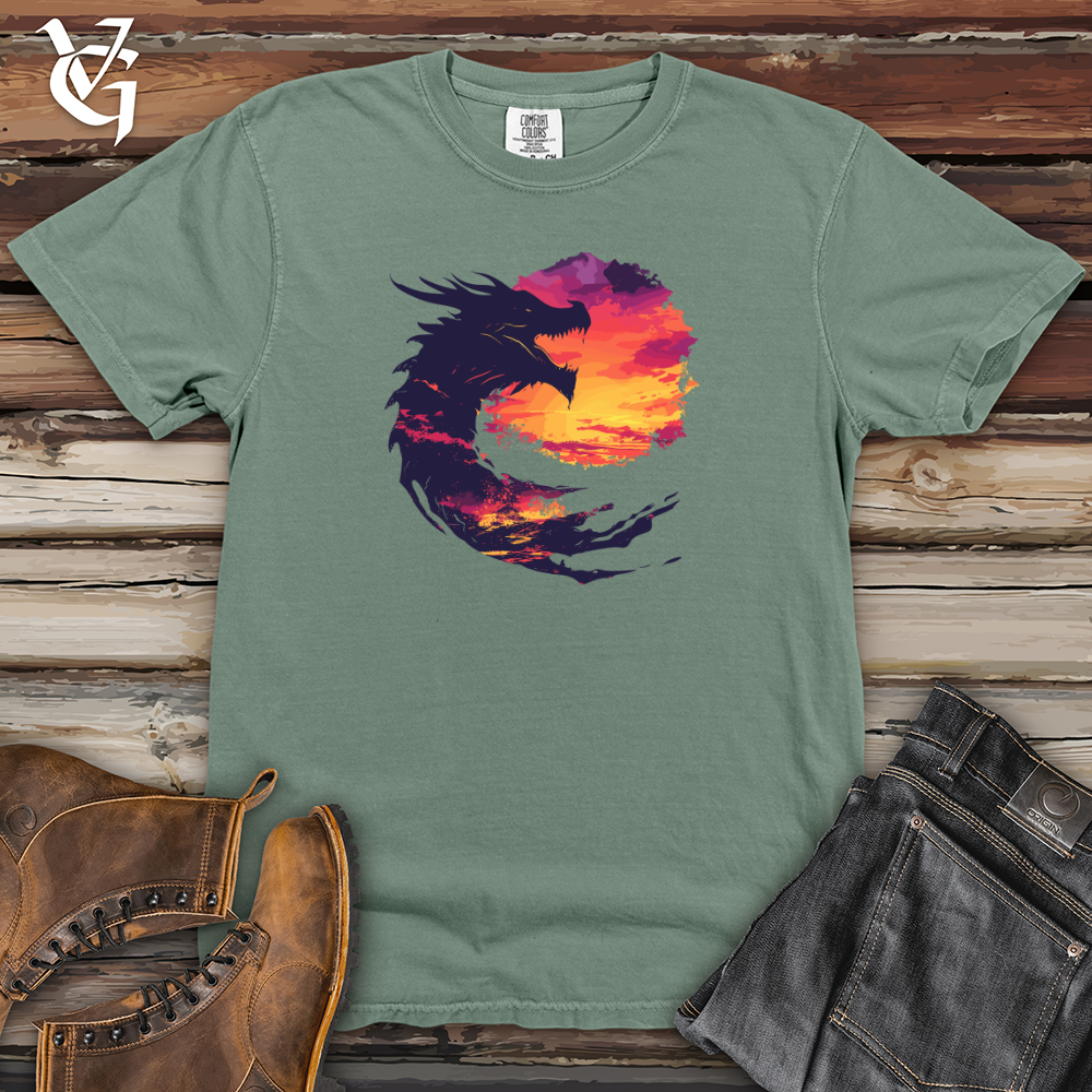 Viking Goods Dragon Sunset Roar Heavy Cotton Comfort Colors Tee Bay / L
