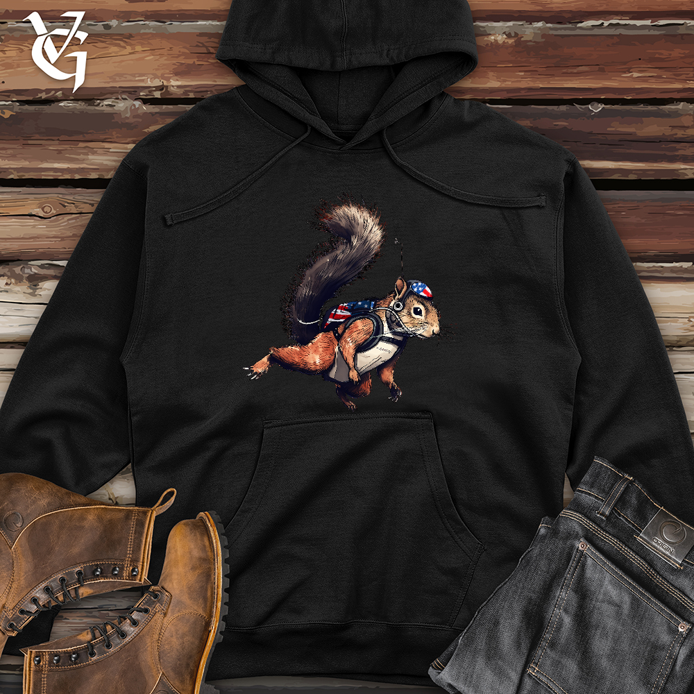 Viking Goods American Skydiving Squirrel Midweight Hooded Sweatshirt Black / L