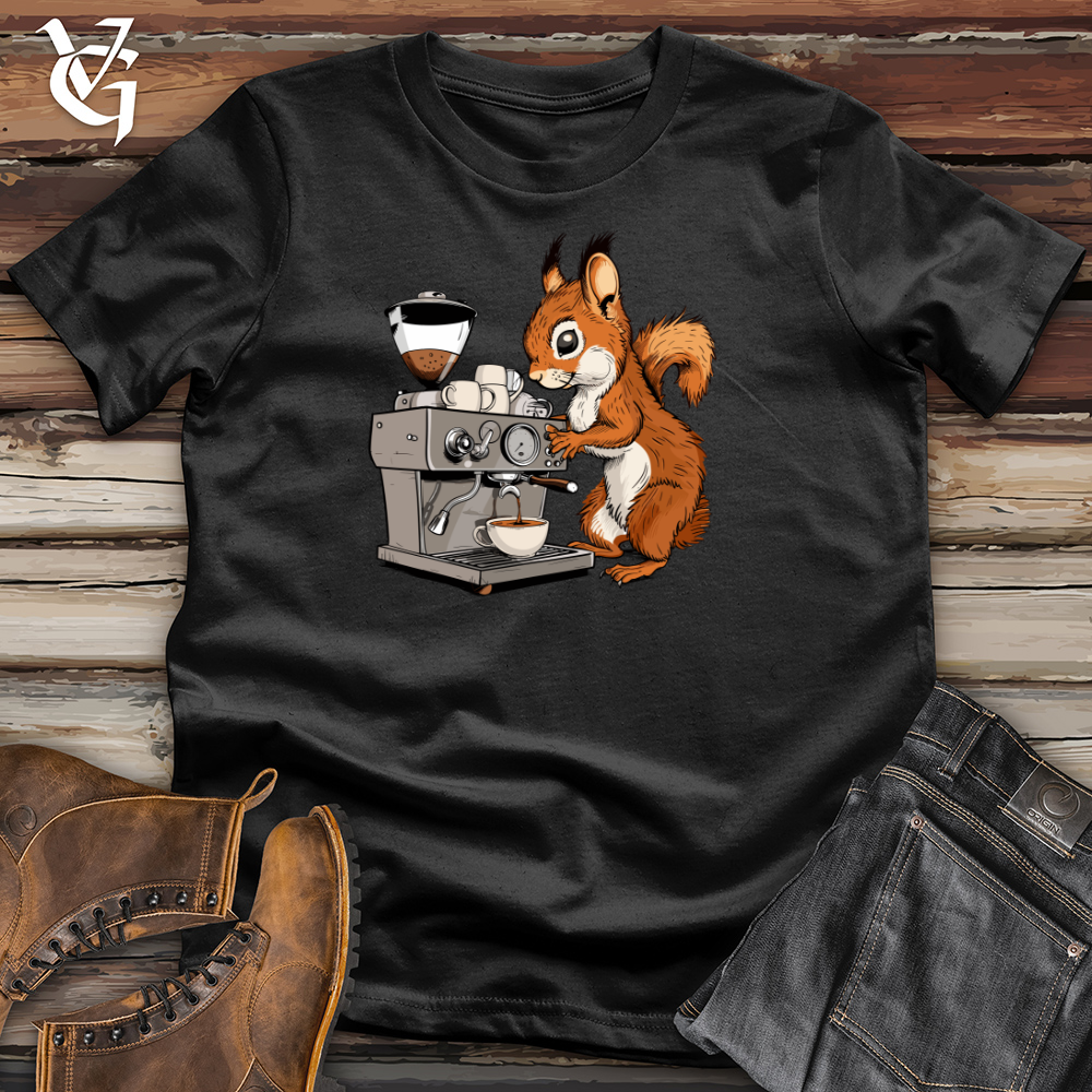 Viking Goods Barista Squirrel Pour Cotton Tee Black / L