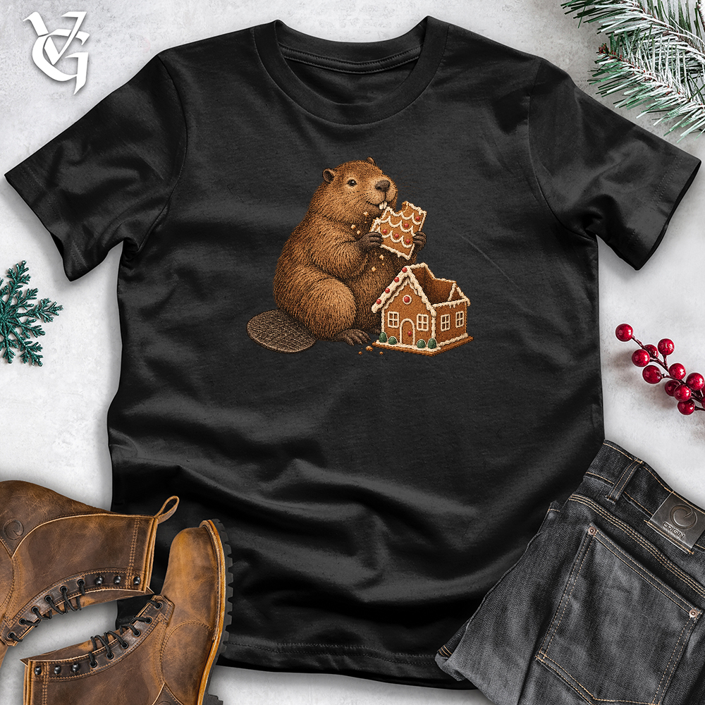 Viking Goods Beaver Gingerbread House Softstyle Tee Black / L