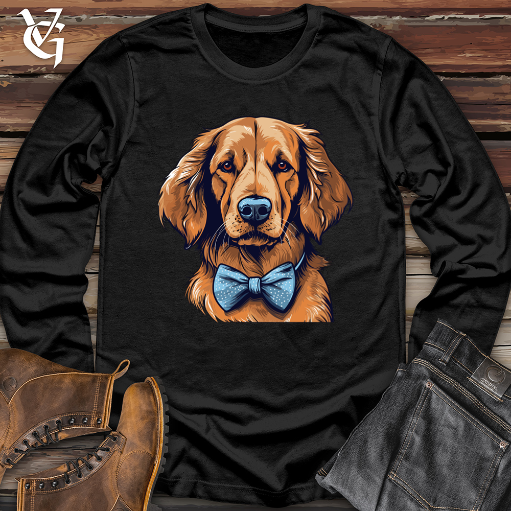 Viking Goods Bowtie Elegance Golden Retriever Softstyle Long Sleeve Black / L