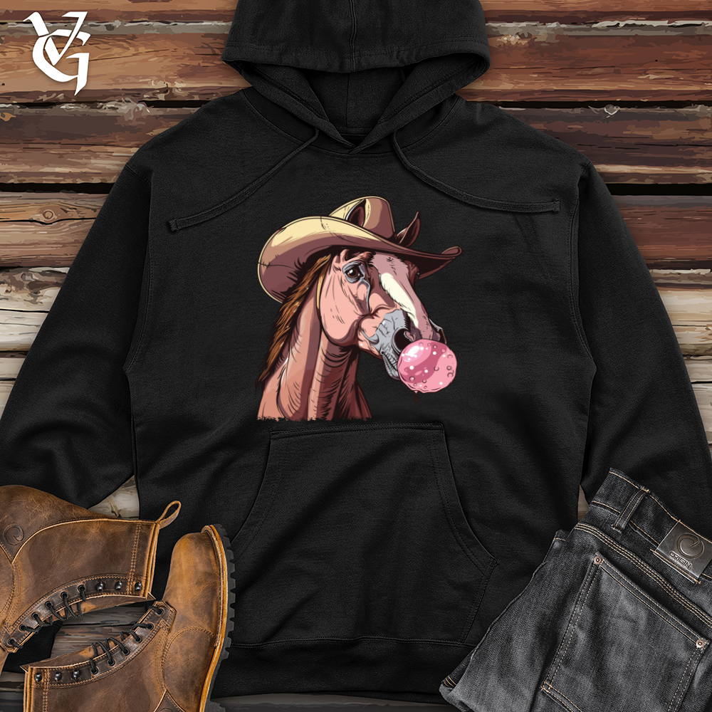 Viking Goods Bubblegum Cowboy Horse Midweight Hooded Sweatshirt Black / L