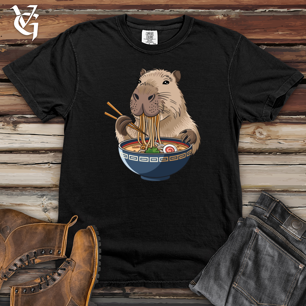 Viking Goods Capybara Eating Noodles Heavy Cotton Comfort Colors Tee Black / L