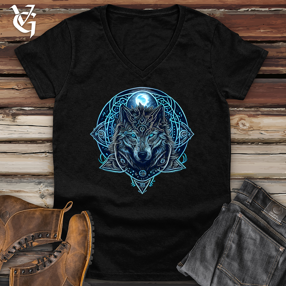 Viking Goods Celtic Fenrir Wolf Softstyle V-Neck Black / L