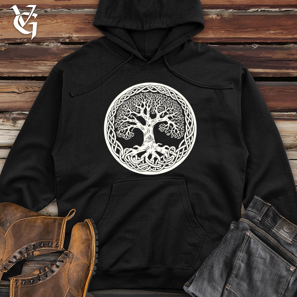 Viking Goods Celtic Tree Unity Midweight Hooded Sweatshirt Black / L