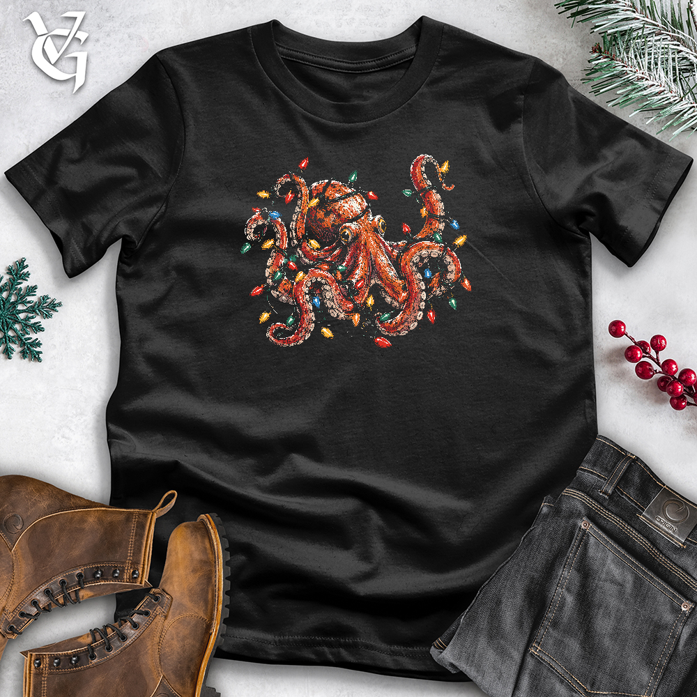 Viking Goods Christmas Lights Octopus Softstyle Tee Black / L