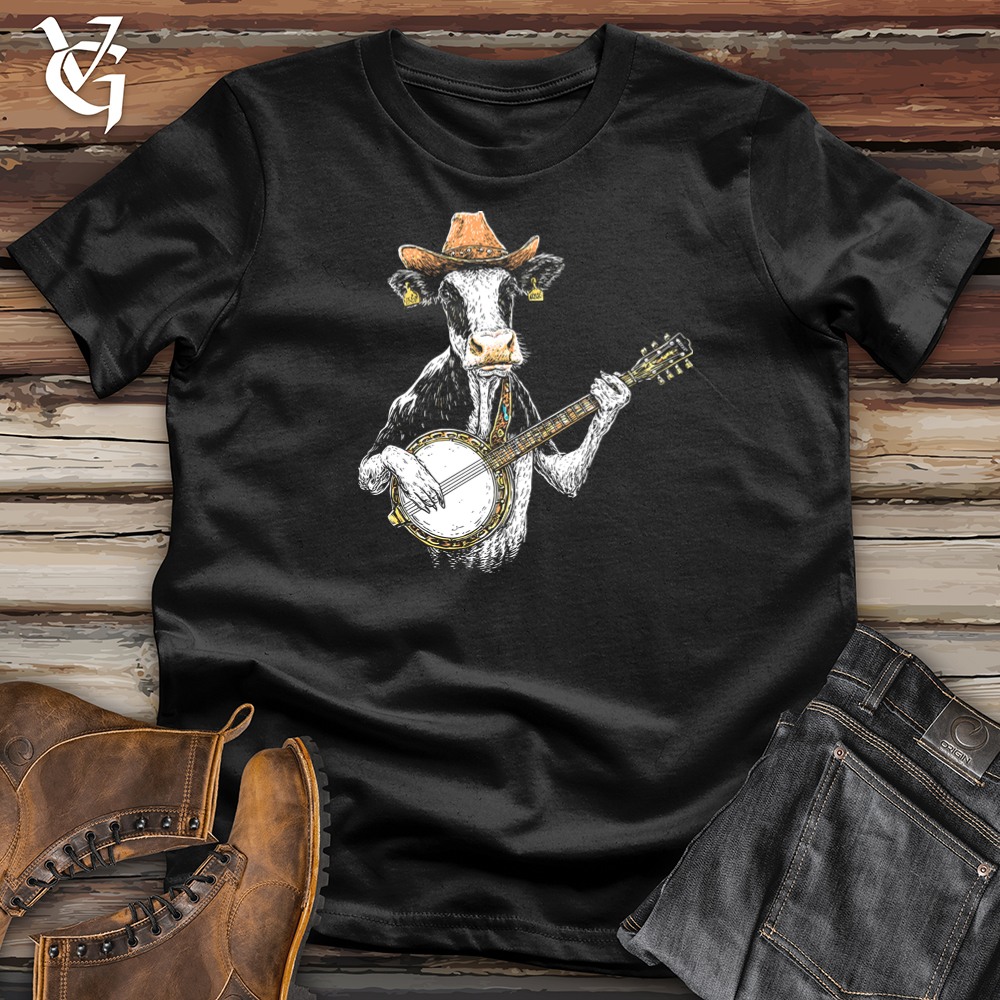 Viking Goods Cow Banjo Cowboy Softstyle Tee Black / L