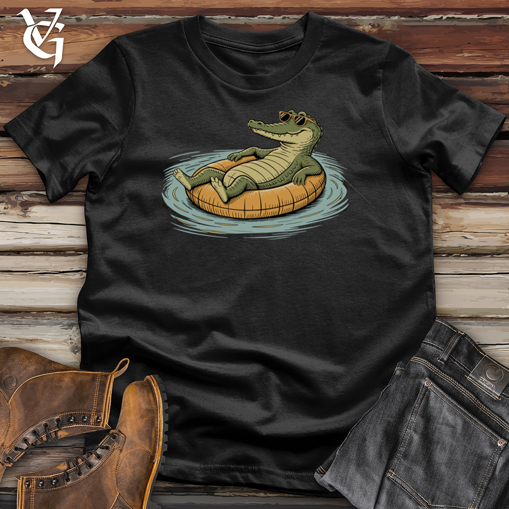 Viking Goods Crocodile Relaxing on Pool Tee Black / L
