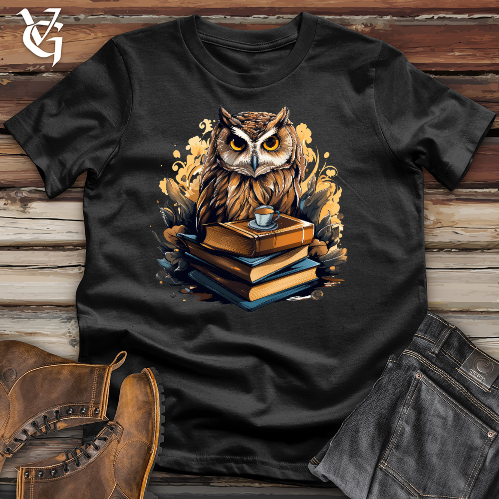 Viking Goods Curious Owl Book Reader Cotton Tee Black / L
