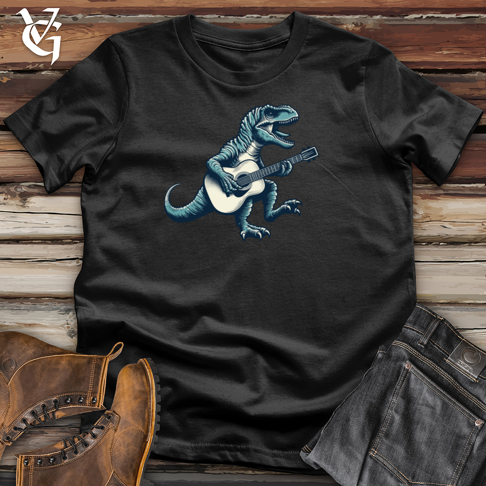 Viking Goods Dinosaur Playing Guitar Cotton Tee Black / L