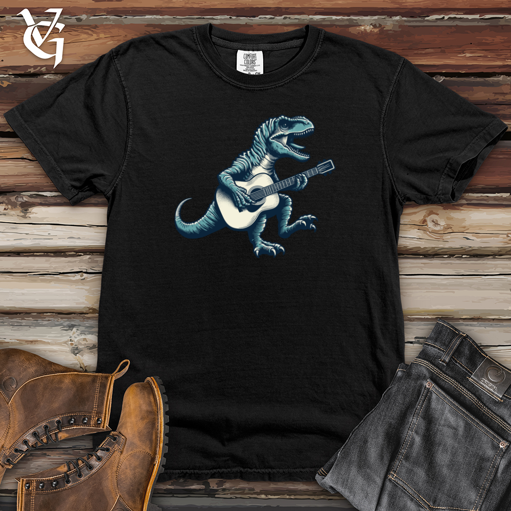 Viking Goods Dinosaur Playing Guitar Heavy Cotton Comfort Colors Tee Black / L