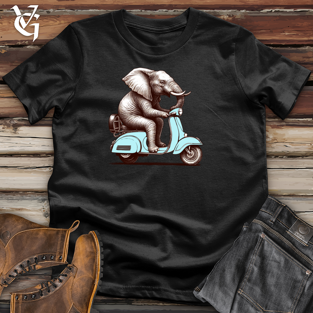 Viking Goods Elephant  Sitting Top a Scooter Softstyle Tee Black / L