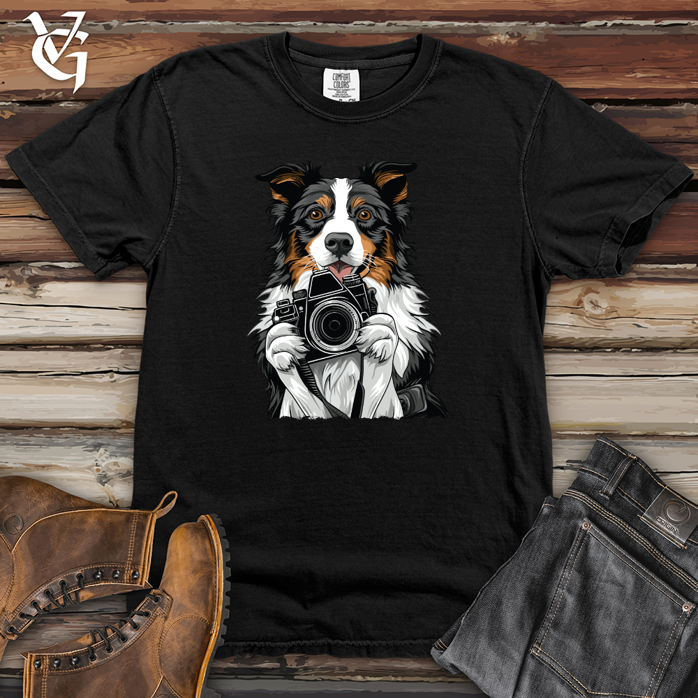 Viking Goods English Shepherd Shutterbug Charm Heavy Cotton Comfort Colors Tee Black / L