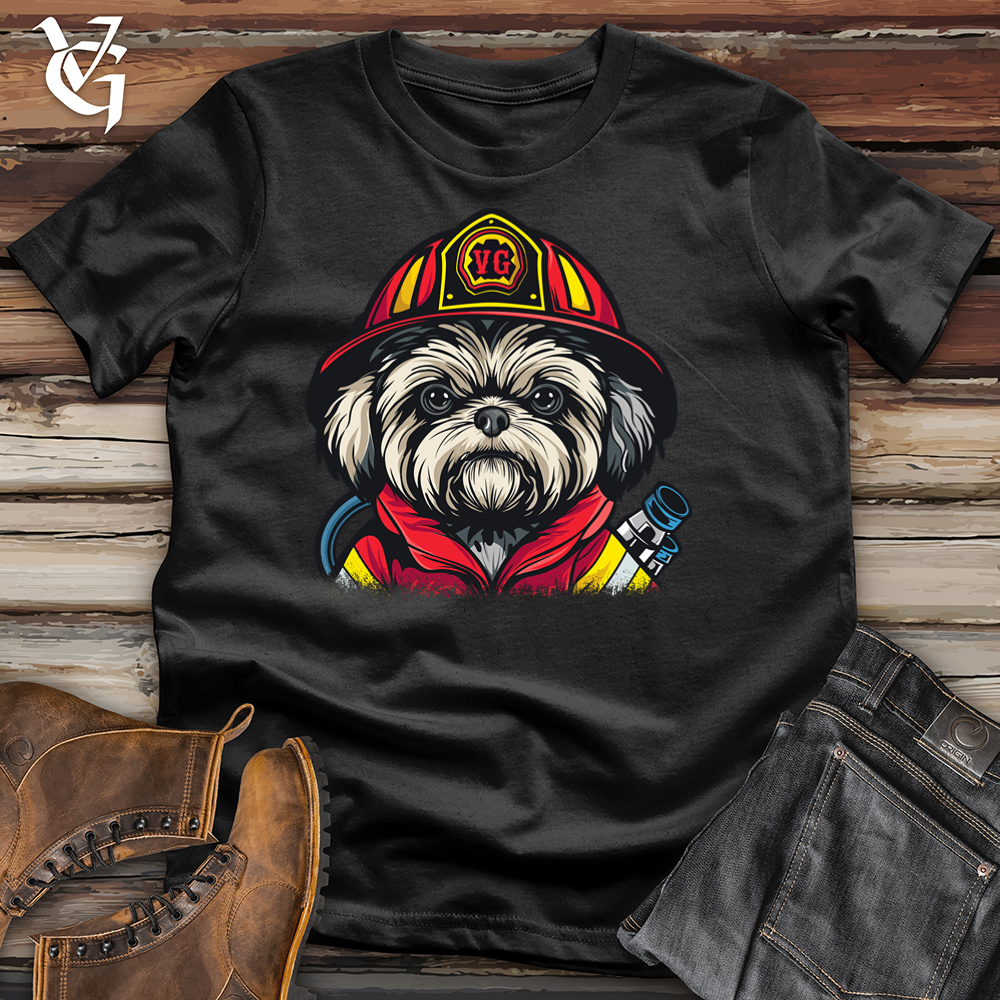Viking Goods Firefighter Shih Tzu Cotton Tee Black / L