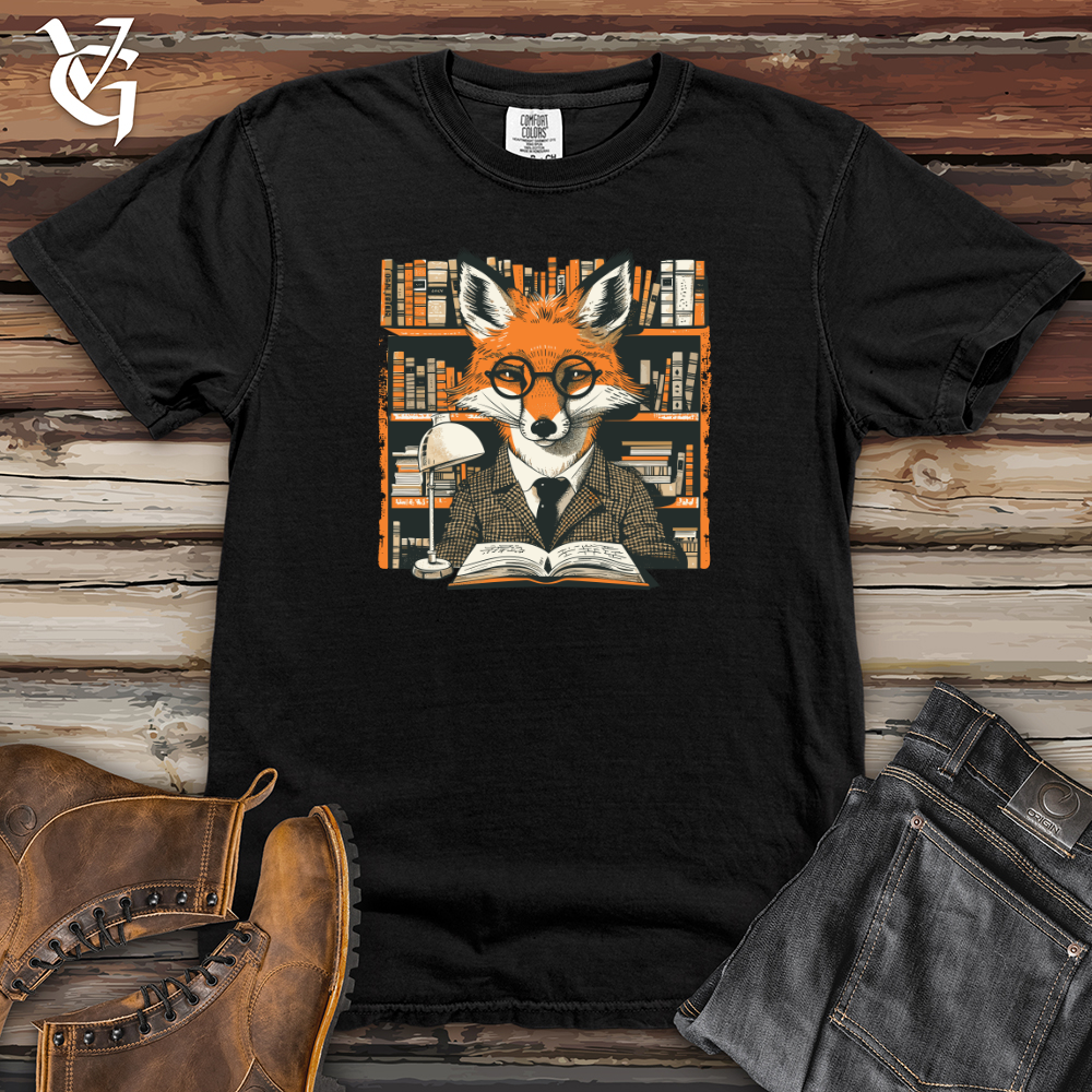 Viking Goods Fox Bibliophile Portrait Heavy Cotton Comfort Colors Tee Black / L