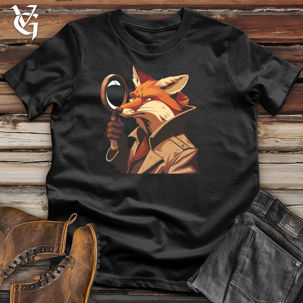 Viking Goods Fox Detective Sleuth Cotton Tee Black / L
