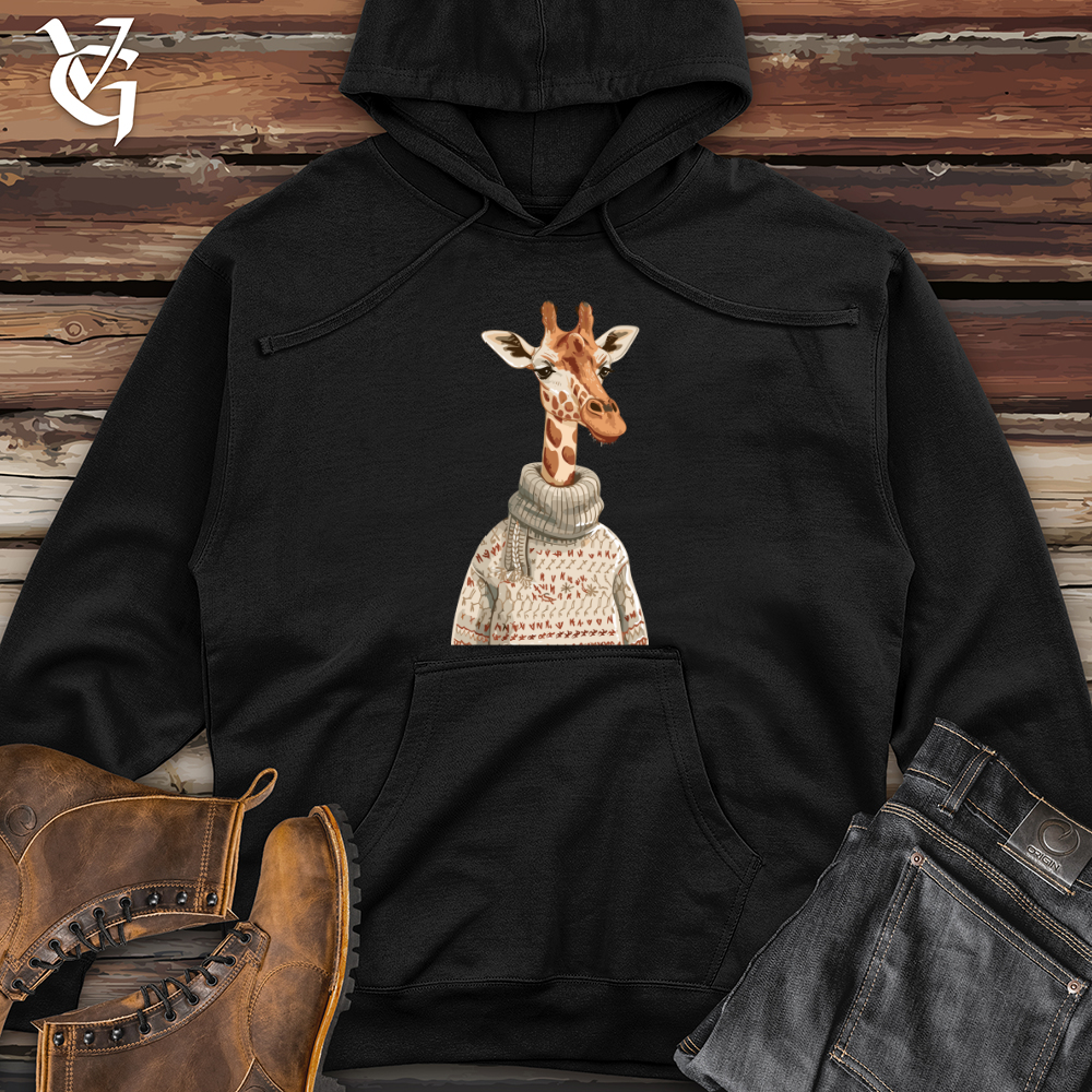 Viking Goods Giraffe Cozy Sweater Midweight Hooded Sweatshirt Army / L